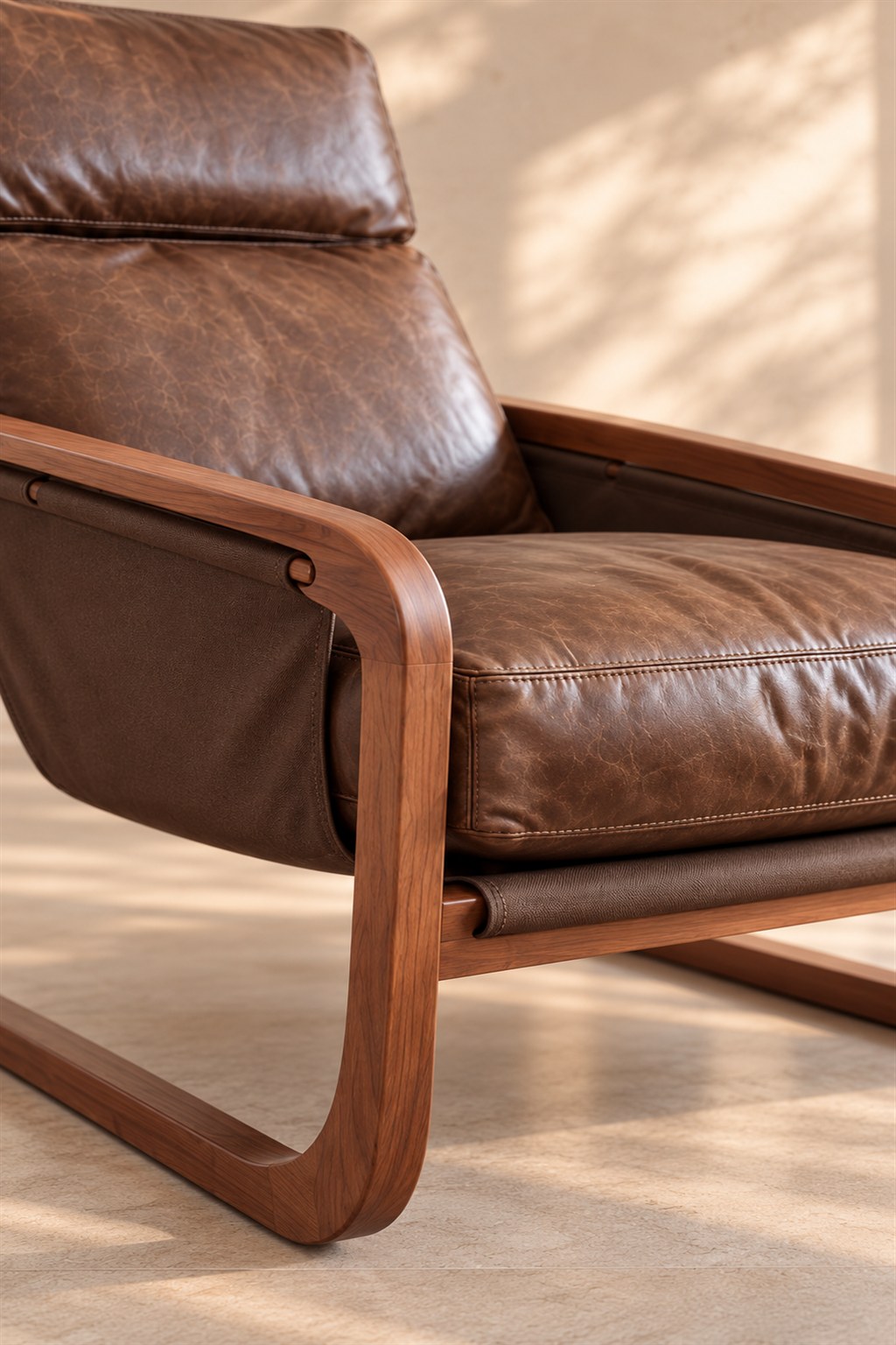 Chaise Pitu couro café – detalhe