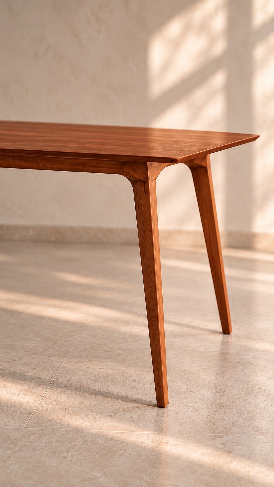 Mesa de Jantar Amsterdan · tampo de madeira – detalhe